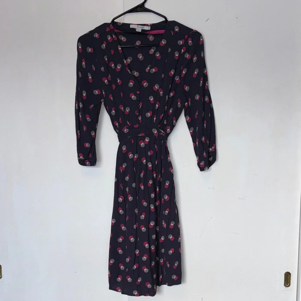 Boden Gray Dress with Pink and Gray Dots - Picture 1 of 8